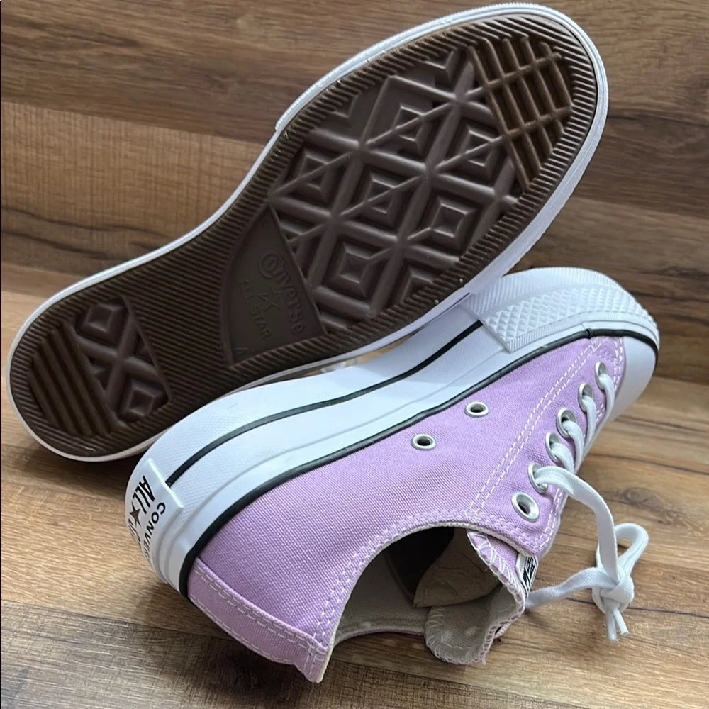 Converse Purple Canvas Sneakers Platform Low-Top